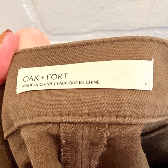 Oak+Fort Women Skirt CONTRAST STITCH TWILL MINI Kakhi Brown/Cream Cotton Size 4 - Picture 11 of 14